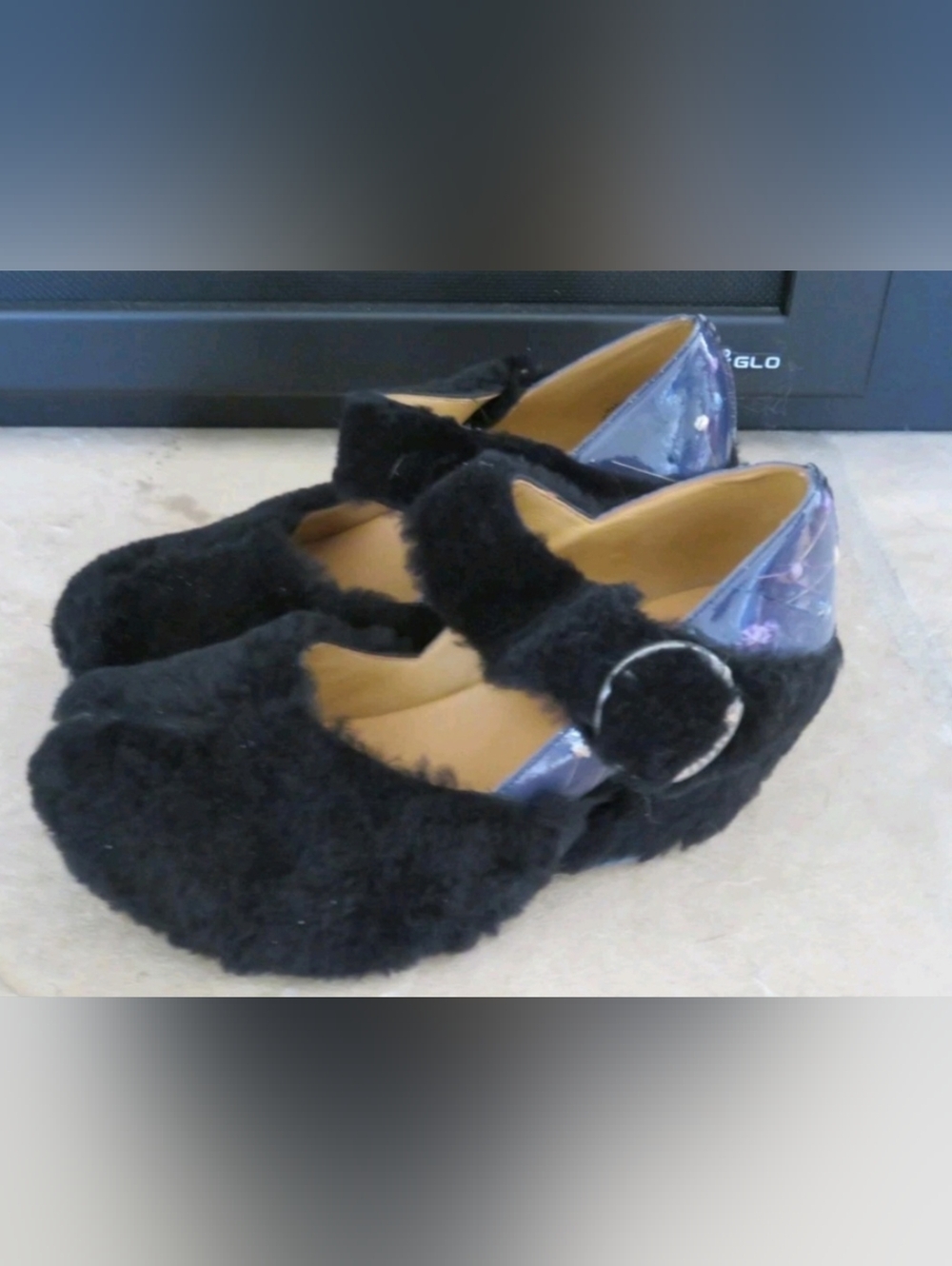 John Fluevog "Prepare Leader" Black Fuzzy Mary Jane Heels 9.5 - Picture 3 of 8